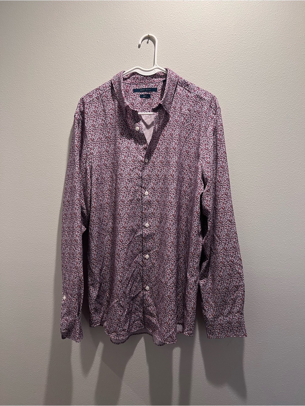 Perry Ellis Lavender Floral-Print Button-Down Shirt